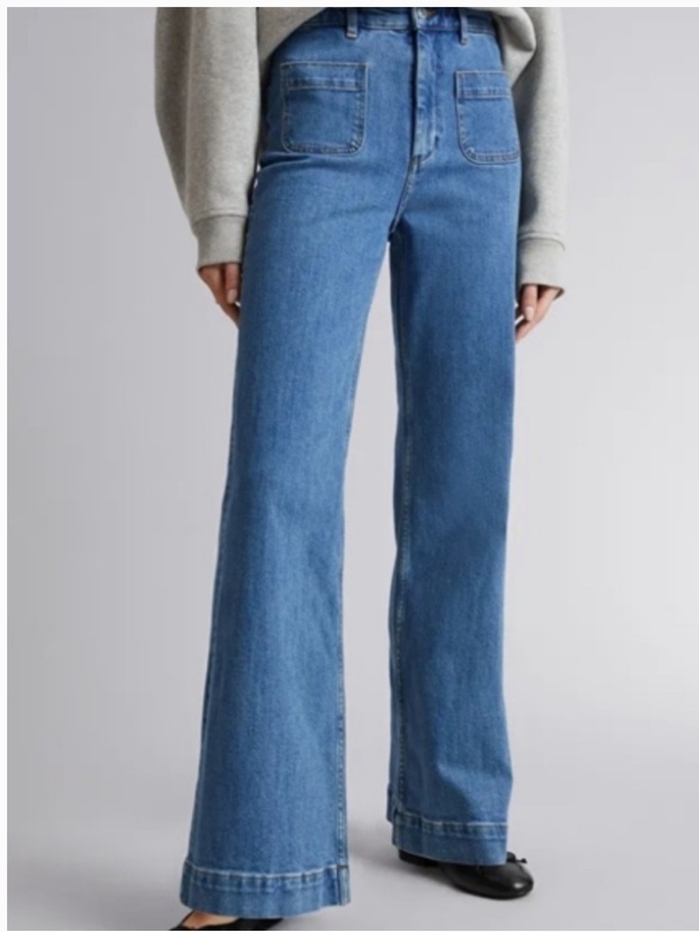 & Other Stories Medium Wash High-Rise Wide-Leg Jeans Size 25